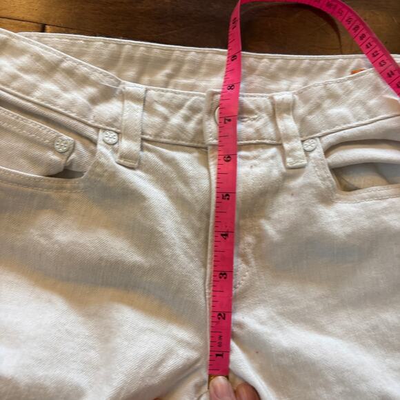 Tory Burch Mid Rise Alexa Cropped Skinny Jeans Denim White Women's Size 26 - Picture 10 of 11